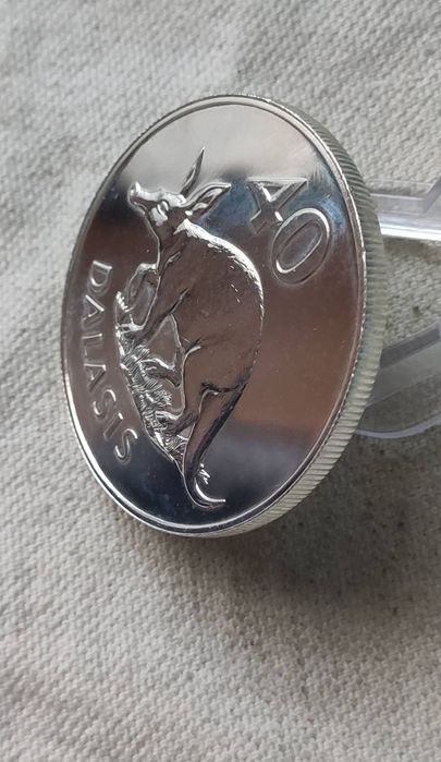 Гамбія 40 даласі 1977 рік. " Трубкозуб африканський" СРІБЛО.