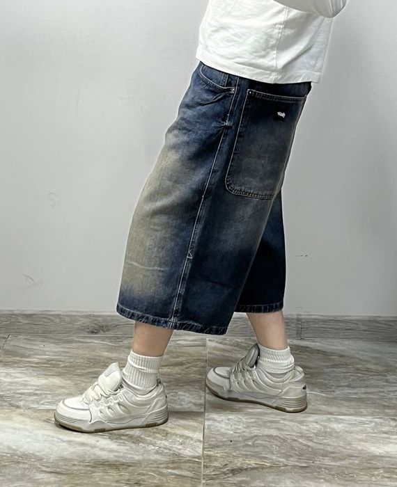 Нові широкі шорти джинсові SUPER BAGGY rap shorts jeans широкие шорты джинсы sk8 реп Jaded London ecko