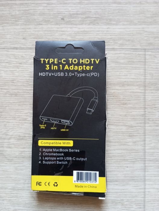 Переходник HDMI, Адаптер Type-C на HDTV 3 в 1