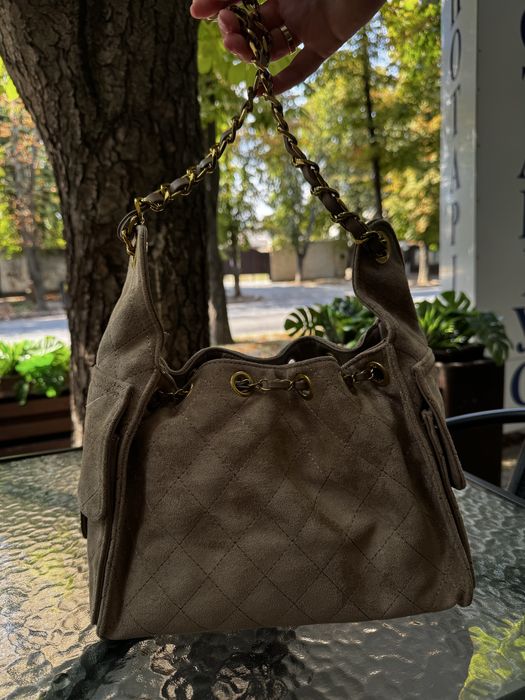 Сумка chanel hobo шанель нова модель замш