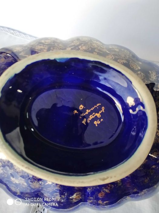 Fruteira azul cobalto ouro Raul da bernarda