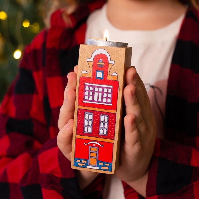 Підсвічники подарунок на Новий рік з натурального дерева, набір 3 шт