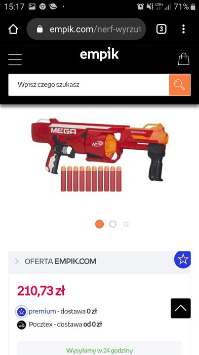 Karabin wyrzutnia Nerf Mega Rotofury