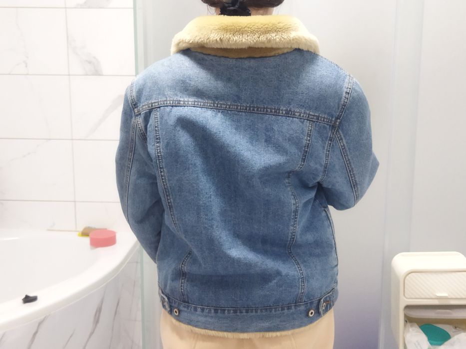 Двухстороняя шуба, джинсовка