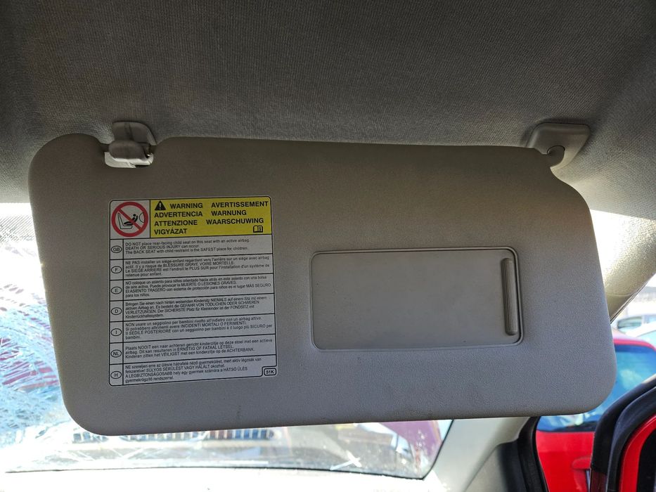 Daszek osłona przeciwsłoneczna prawa Opel Agila B Suzuki Splash 2009r Europa