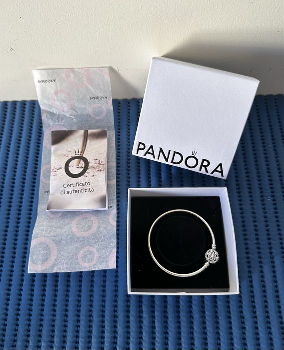 Pulseira Pandora Rígida Floco de Neve S925 Tam 17 (Nova + Caixa + Certificado)