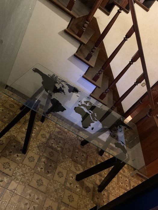 Mesa Secretária de Designer Francês Habitat "Archi" (Tréteaux) – Edição Vintage em Wengé e Aço Escovado (160cmx81)