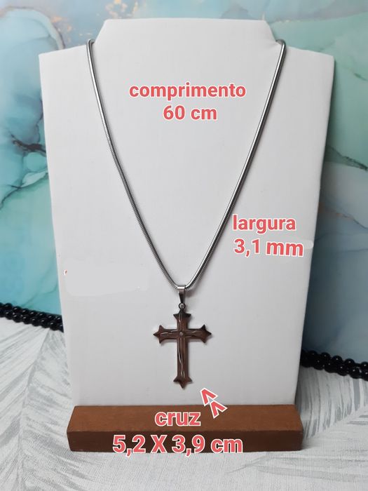 Colar para homem em aço, 60 cm Comprimento