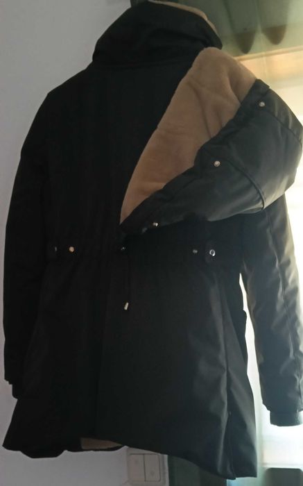 Parka / Casaco de Inverno Zara Verde com Forro em Pelo - Novo (XL)