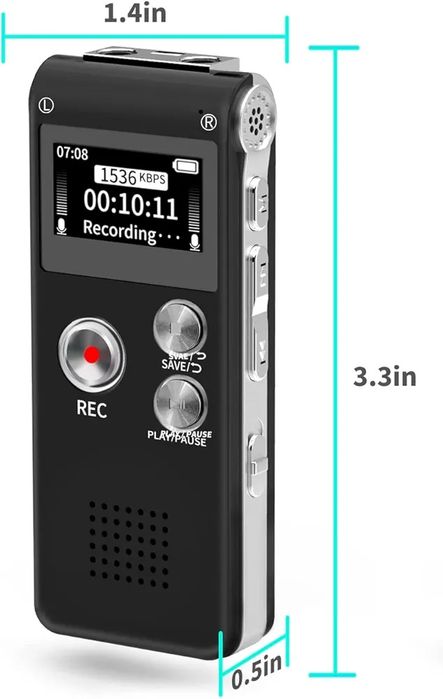 Cyfrowy dyktafon 64 GB z aktywacją głosową