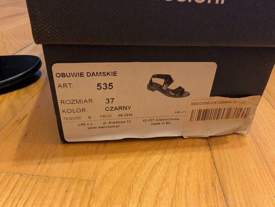 Czarne sandały skórzane Maccioni r. 37