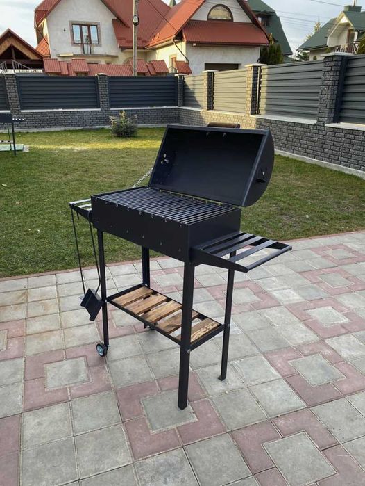 Мангал для домашнього шашлику з кришкою метал 4 мм на 8 шампурів