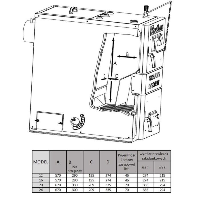 Kocioł Setlans Eko Drew 12kW zgazowujący drewno