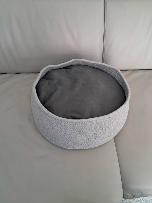 Cesto com Cama Redonda Cinzento para Cães ou Gatos Pequenos