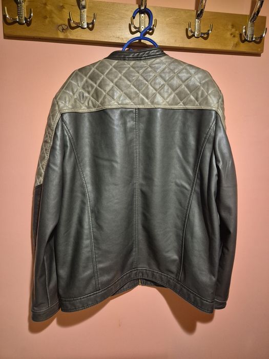 Kurtka męska ramoneska typu biker z imitacji skóry