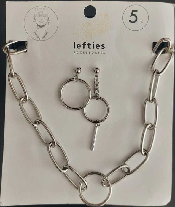 Colar e brincos em metal da Lefties, NOVOS