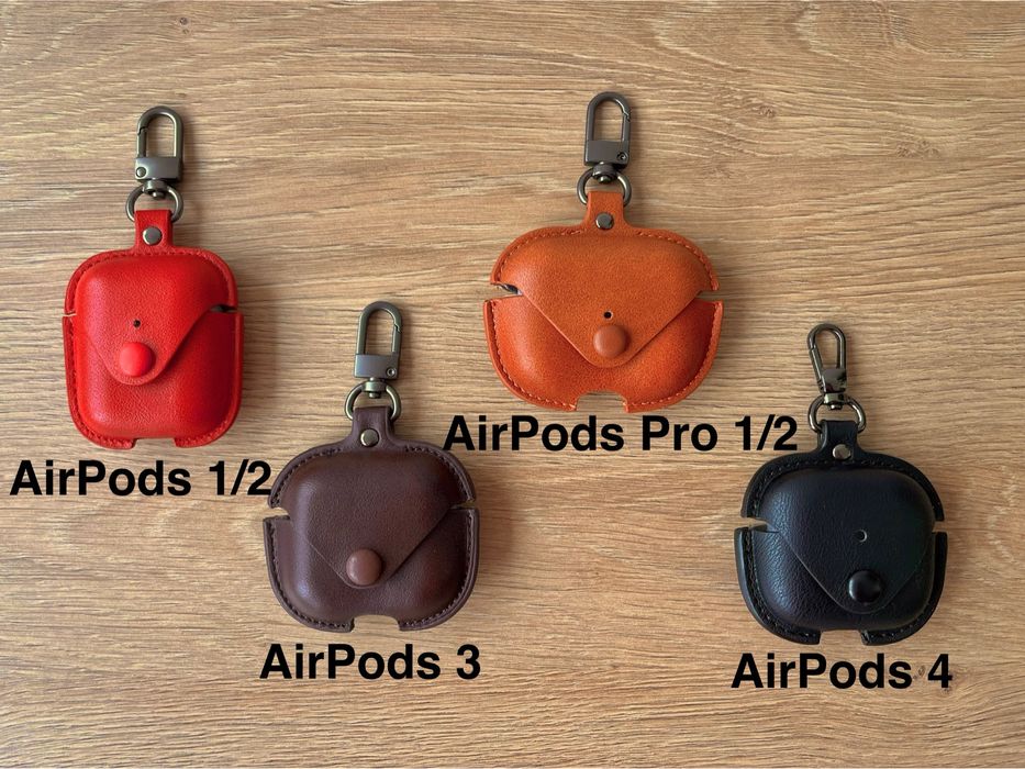 Шкіряний чохол для навушників Apple AirPods 1 2 3 4 Pro Кожаный чехол