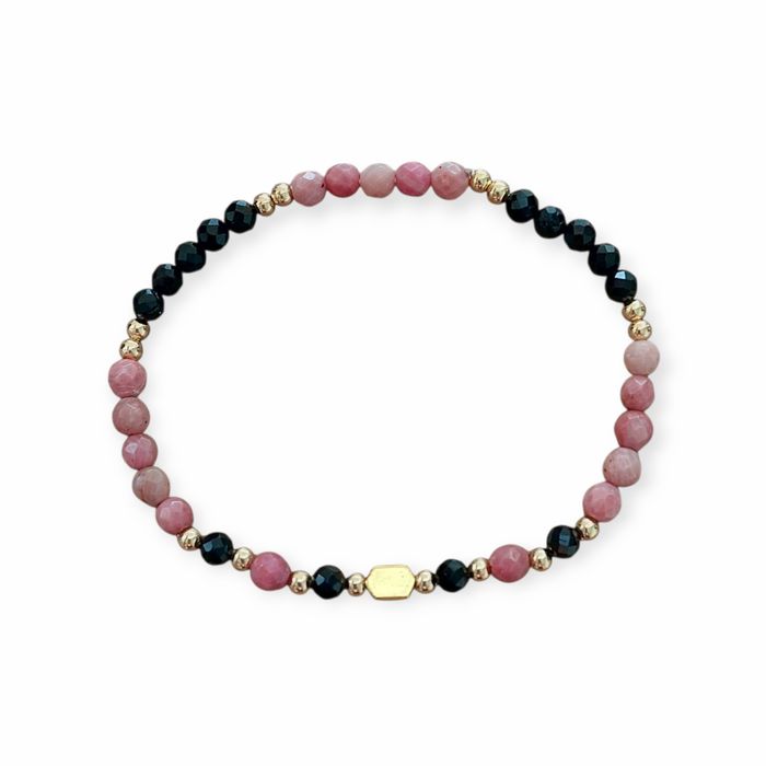 Bransoletka kamienie naturalne turmalin rodonit hematyt