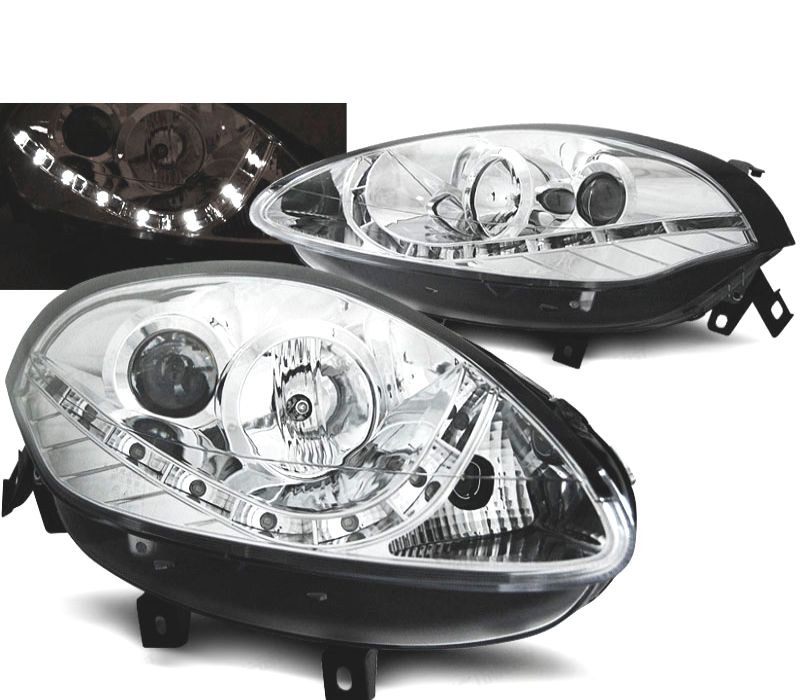 CONJUNTO DE FARÓIS PARA FIAT BRAVO II 07-15 DAYLIGHT LED CROMADOS