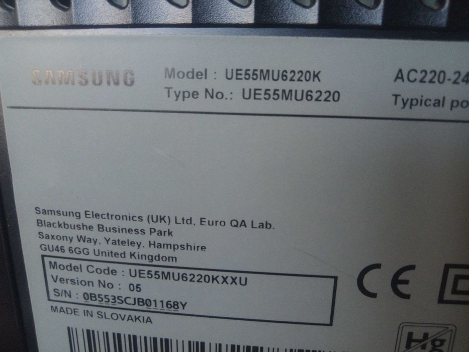 Elektronika Samsung UE55MU6220K uszkodzona matryca
