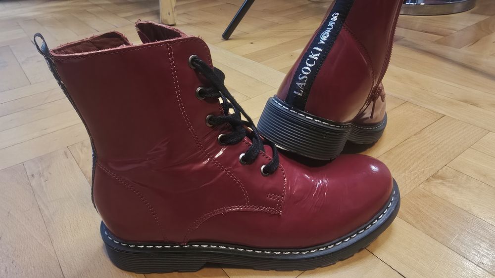 Glany Lakierowane Ocieplane Czerwone Lasocki  rozm. 35