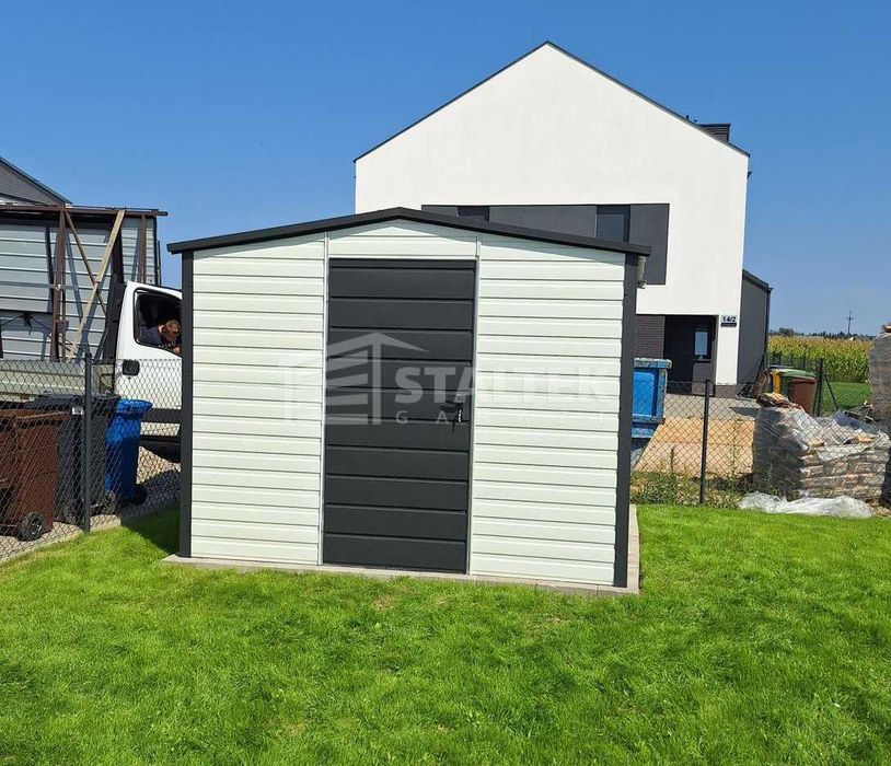 Schowek - Domek ogrodowy - 3x3m drzwi biały dach dwuspadowy ST187