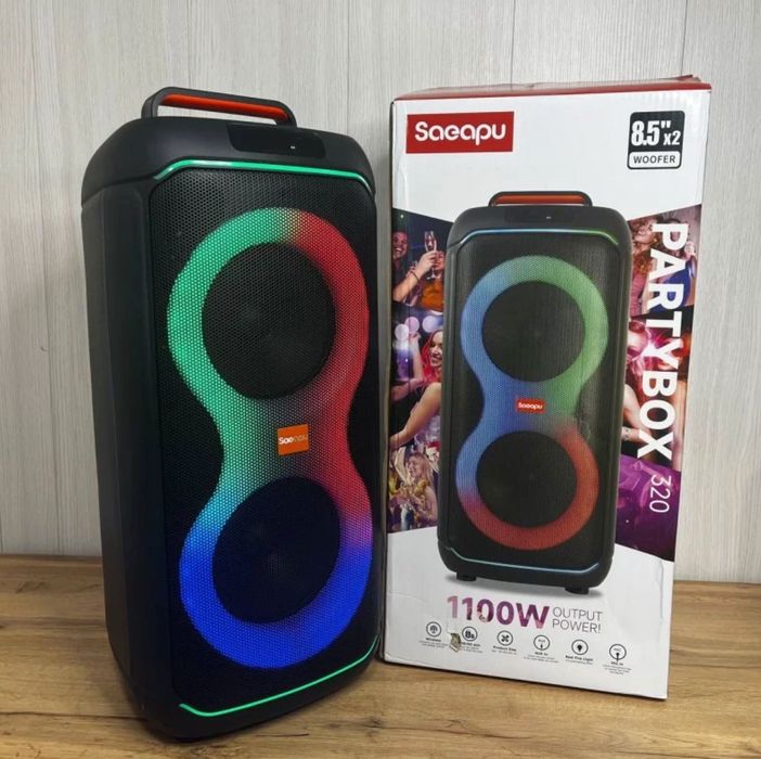 Портативна гучна Bluetooth колонка с підсвіткою і мікрофоном PartyBOX 320
