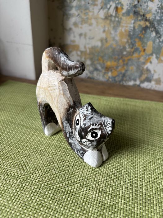 Kotek figurka drewniana