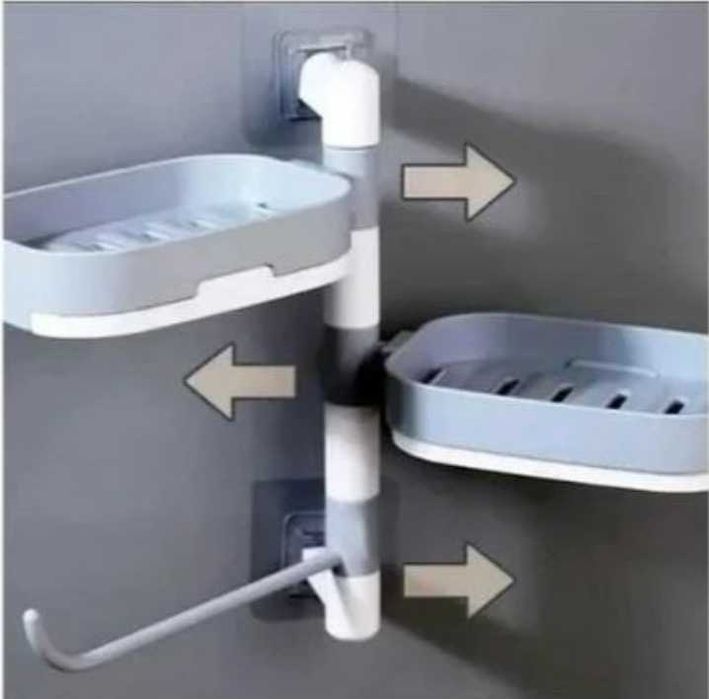 Навесная настенная вращающаяся полка для ванной мыльница со сливом