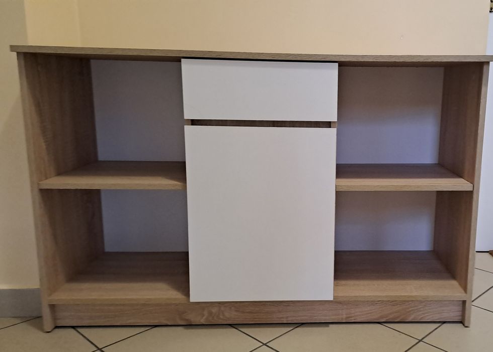 Komoda dąb sonoma/biała 120 cm.