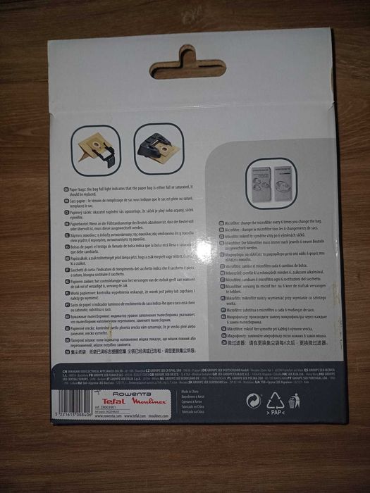 Sacos e Filtro Aspirador Rowenta / Tefal ZR003901 - Novo (Caixa Aberta)