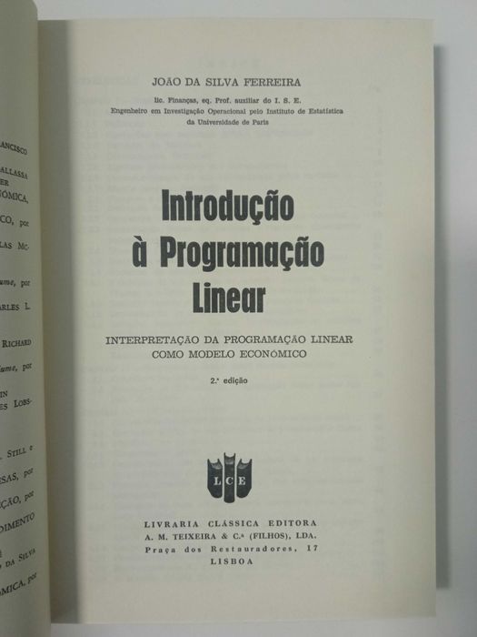 Introdução à programação Linear, de João da Silva Ferreira