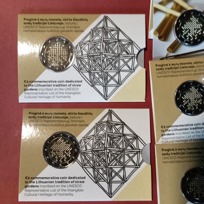 Moeda Coincard Lituânia 2024 , jardins de palha