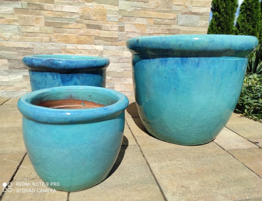 Donica ceramiczna szkliwiona 3 sztuki