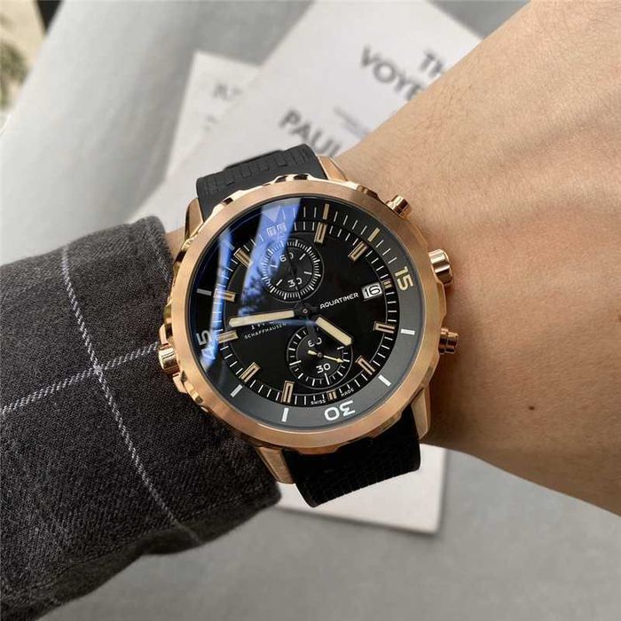 Годинник кварцовий IWC pilot schaffhausen розове золото та серебро