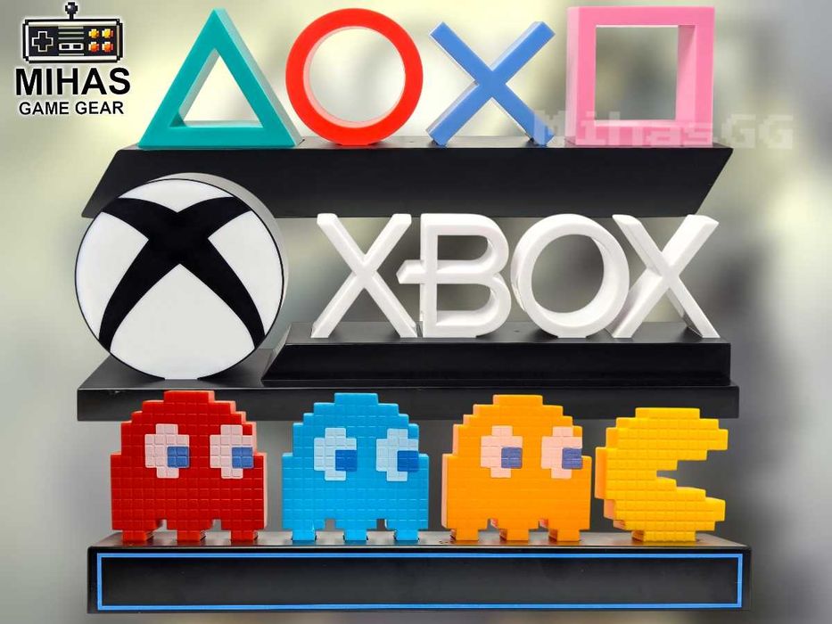 Лампа-нічник для геймерів: PlayStation, Xbox, Pac-Man icons Light.