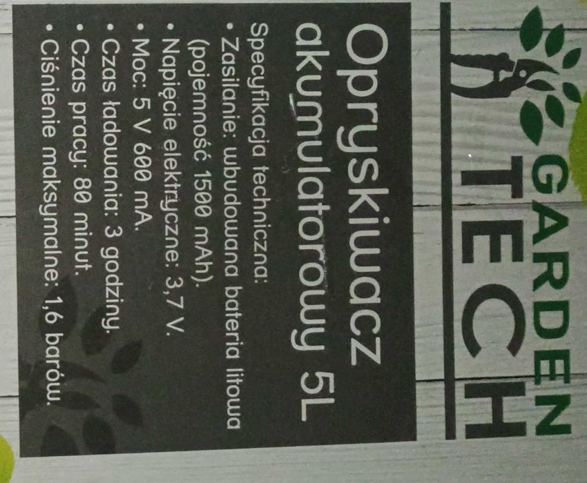 NOWY Akumulatorowy opryskiwacz 5l Techliner Gwarancja