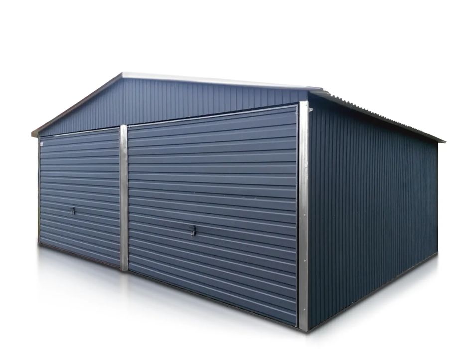Garaż blaszak dwustanowiskowy 6x6.5m - Antracyt