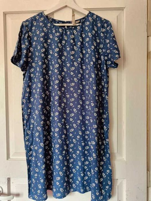 Wiskozowa tunika/sukienka w kwiatki r. M/L H&M Divided