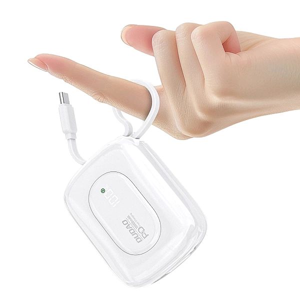 Powerbank Dudao K32/10000 mAh z wbudowanym kablem USB-C/Lightning - bi