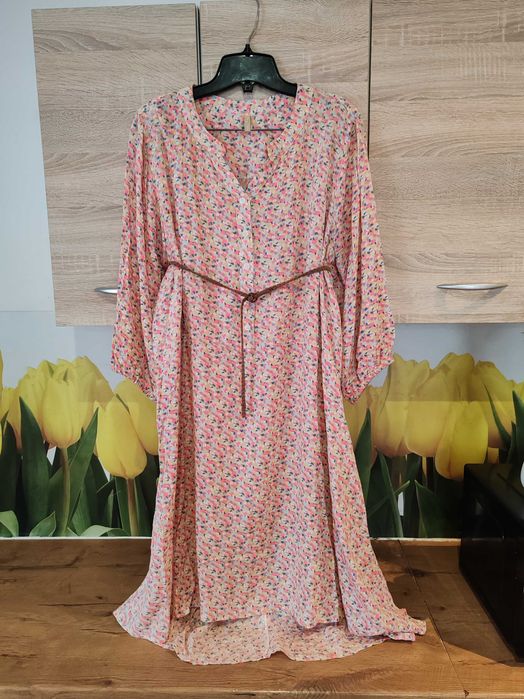 Piękna wygodna sukienka midi Ofelia rozmiar ok 46/48 wiskoza