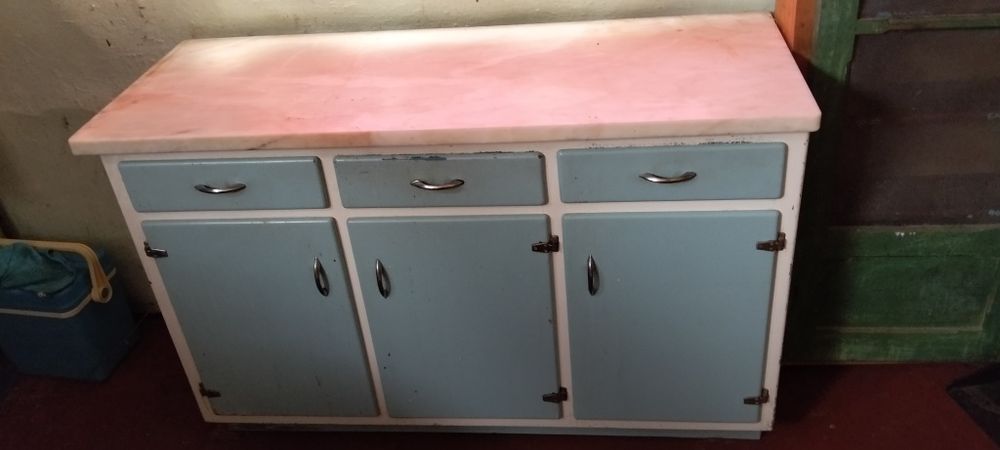 Móvel de Cozinha Vintage Azul e Branco