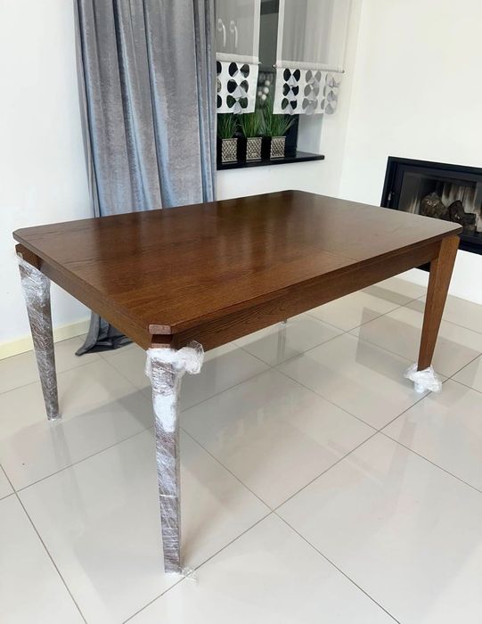 Rozkładany stół fornir dębowy 140x90 i 2x40 cm