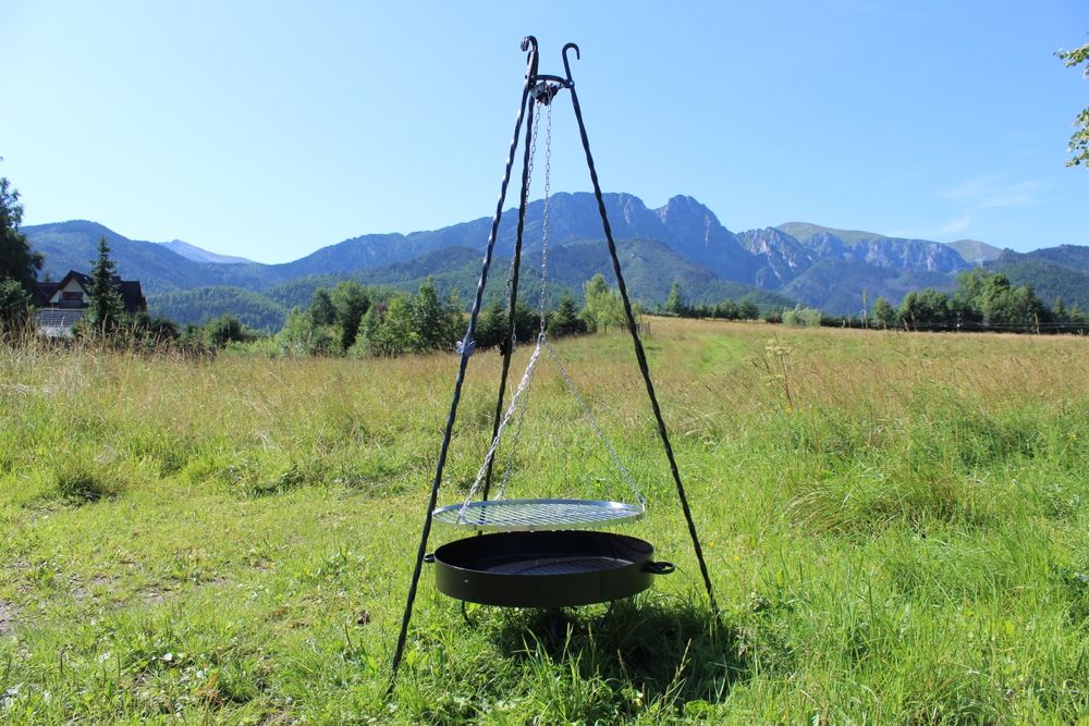Grill Wiszący 190cm + PALENISKO + Ruszt ze stali nierdzewnej  INOX 60 cm.