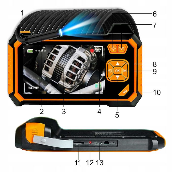 Kamera inspekcyjna endoskopowa dwie kamery 5m Full HD LCD wyświetlacz