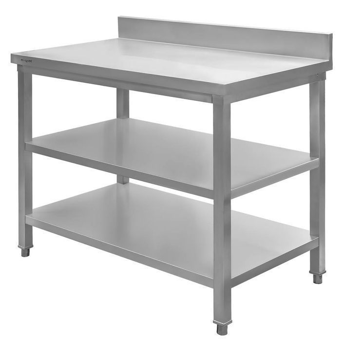 Stół gastronomiczny z rantem i 2 półkami Mega-M 100x70x85(H) - NOWY