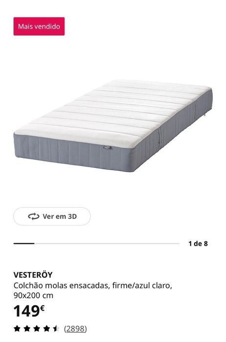 Colchão 90x200 IKEA NOVO