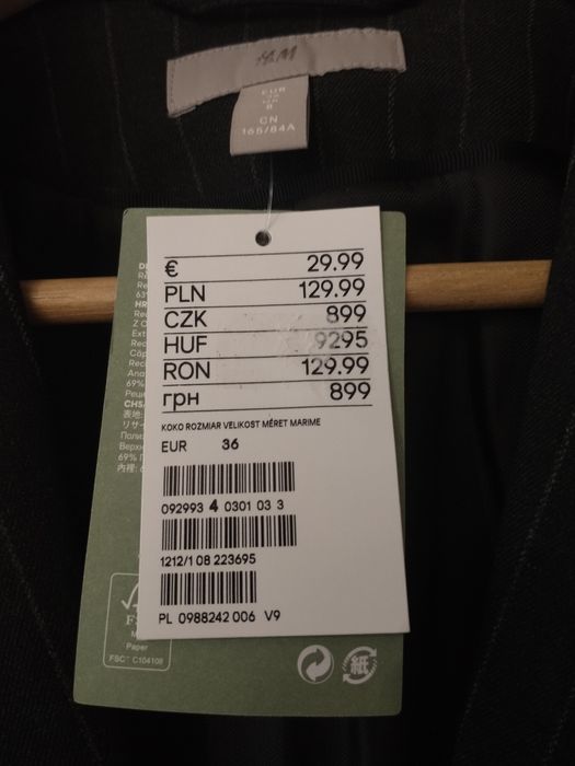 Nowy żakiet/marynarka/garnitur czarny w paski H&M