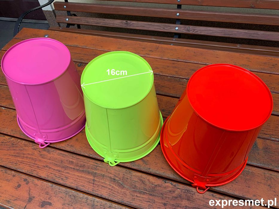 Wiadro metalowe malowane PROSZKOWO doniczka Naczynia ocynkowan