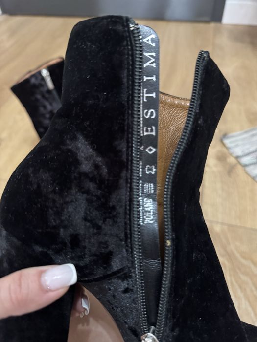 Botki skórzane Ryłko zamszowe